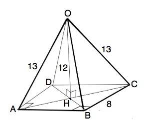 Основание пирамиды - прямоугольник ,одна из сторон которого равна 8 см. все боковые ребра пирамиды р