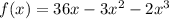 f(x) = 36x - 3x^2 - 2x^3