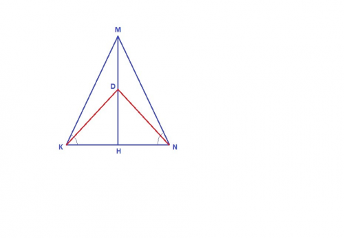 .(Втреугольнике kmn угол к=углу n. на высоте mh отмечена точка d. докажите, что треугольник kdn- рав