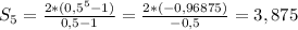 S_5=\frac{2*(0,5^5-1)}{0,5-1}=\frac{2*(-0,96875)}{-0,5}=3,875