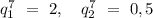 q_{1}^7\ =\ 2,\ \ \ q_{2}^7\ =\ 0,5