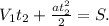 V_{1}t_{2}+\frac{at_{2}^2}{2}=S.