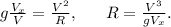 g\frac{V_{x}}{V}=\frac{V^2}{R},\ \ \ \ \ R=\frac{V^3}{gV_{x}}.