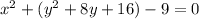 x^2+(y^2+8y+16)-9=0