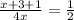 \frac{x+3+1}{4x}=\frac{1}{2}