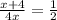 \frac{x+4}{4x}=\frac{1}{2}