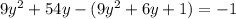 9y^{2}+54y-(9y^{2}+6y+1)=-1