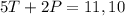 5T + 2P = 11,10