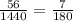 \frac{56}{1440}=\frac{7}{180}