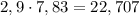 2,9\cdot7,83=22,707