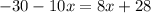 -30-10x=8x+28