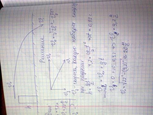 Ядро,вылетевшее из пушки,стоящей на крепостной стене высотой h=4,2 м,в момент удара о землю имело ск