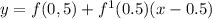 y=f(0,5)+f^1(0.5)(x-0.5)