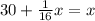 30+\frac{1}{16}x=x