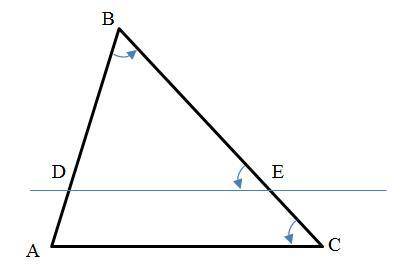 На сторонах ab и bc треугольника abc отмечены точки d и e соответственно докажите, что если угол bed