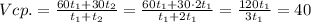 Vcp.=\frac{60t_1+30t_2}{t_1+t_2}=\frac{60t_1+30\cdot 2t_1}{t_1+2t_1}=\frac{120t_1}{3t_1}=40