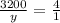 \frac{3200}{y}=\frac{4}{1}