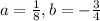 a=\frac{1}{8}, b=-\frac{3}{4}