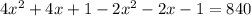 4x^{2}+4x+1-2x^{2}-2x-1=840