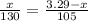  \frac{x}{130} = \frac{3.29-x}{105} 