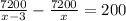 \frac{7200}{x-3}-\frac{7200}x=200