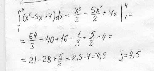 Найти s фигуры, ограниченной линиями: у=х^2-4x, y=x-4 (при интеграла)