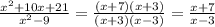 \frac{x^2+10x+21}{x^2-9}=\frac{(x+7)(x+3)}{(x+3)(x-3)}=\frac{x+7}{x-3}