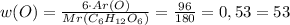 w(O)=\frac{6\cdot{Ar(O)}}{Mr(C_6H_{12}O_6)}=\frac{96}{180}=0,53=53%