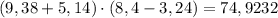 (9,38+5,14)\cdot(8,4 -3,24)=74,9232