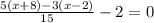 \frac{5(x+8)-3(x-2)}{15}-2=0