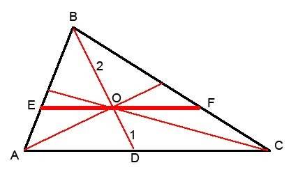 Медианы треугольника abc пересекаются в точке o.через точку o проведена прямая параллельная стороне 