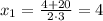 x_1=\frac{4+20}{2\cdot3}=4