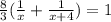  \frac{8}{3}(\frac{1}{x}+\frac{1}{x+4})=1