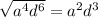 \sqrt{a^4d^6}=a^2d^3