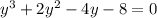 y^3+2y^2-4y-8=0