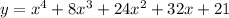 y = x^4+8x^3+24x^2+32x+21