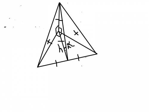 Основание пирамиды-равнобедренный прямоугольный треугольник с гипотенузой 4 корень из2 см.боковые гр