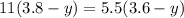 11(3.8-y)=5.5(3.6-y)