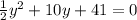 \frac{1}{2}y^2+10y+41=0