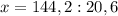 x=144,2:20,6