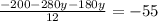 \frac{-200-280y-180y}{12}=-55