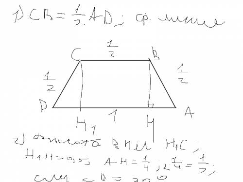 Вравнобедренной трапеции abcd ab=bc=cd=0,5 ad.найти угол b. надо=)