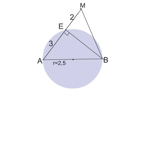 Через точки м вне окружности и через точку а-конец диаметра ,ав проведена прямая пересекающая окружн