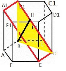 Впрямоугольной шестиугольной призме abcdefa1b1c1d1e1f1 все ребра равны 1.найти расстояние от точки b