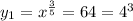 y_{1}=x^{\frac{3}{5}}=64=4^{3}