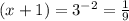 (x+1)=3^{-2}=\frac{1}{9}