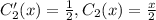 C'_2(x)=\frac{1}{2}, C_2(x)=\frac{x}{2}