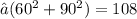 √(60^2+90^2 )=108