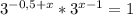 3^{-0,5+x}*3^{x-1}=1