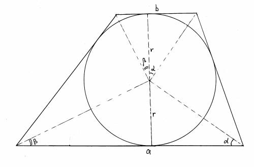Трапеция с основаниями 9 и 16 см описана около окружности! найти радиус окружности